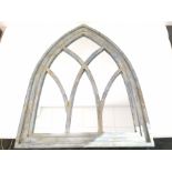 Painted arch framed mirror, having distressed finish to framework. 81cm x 66cm