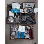 Victorian and Later Silver Plated Wares, three boxes of various silver plate includes tea ware,
