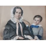 Sir John Gilbert RA (1817-1897), pastel on paper, portrait study of a mother and child, female