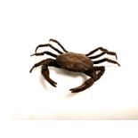 A Japanese style metalwork crab, of naturalistic form, diameter 13cm
