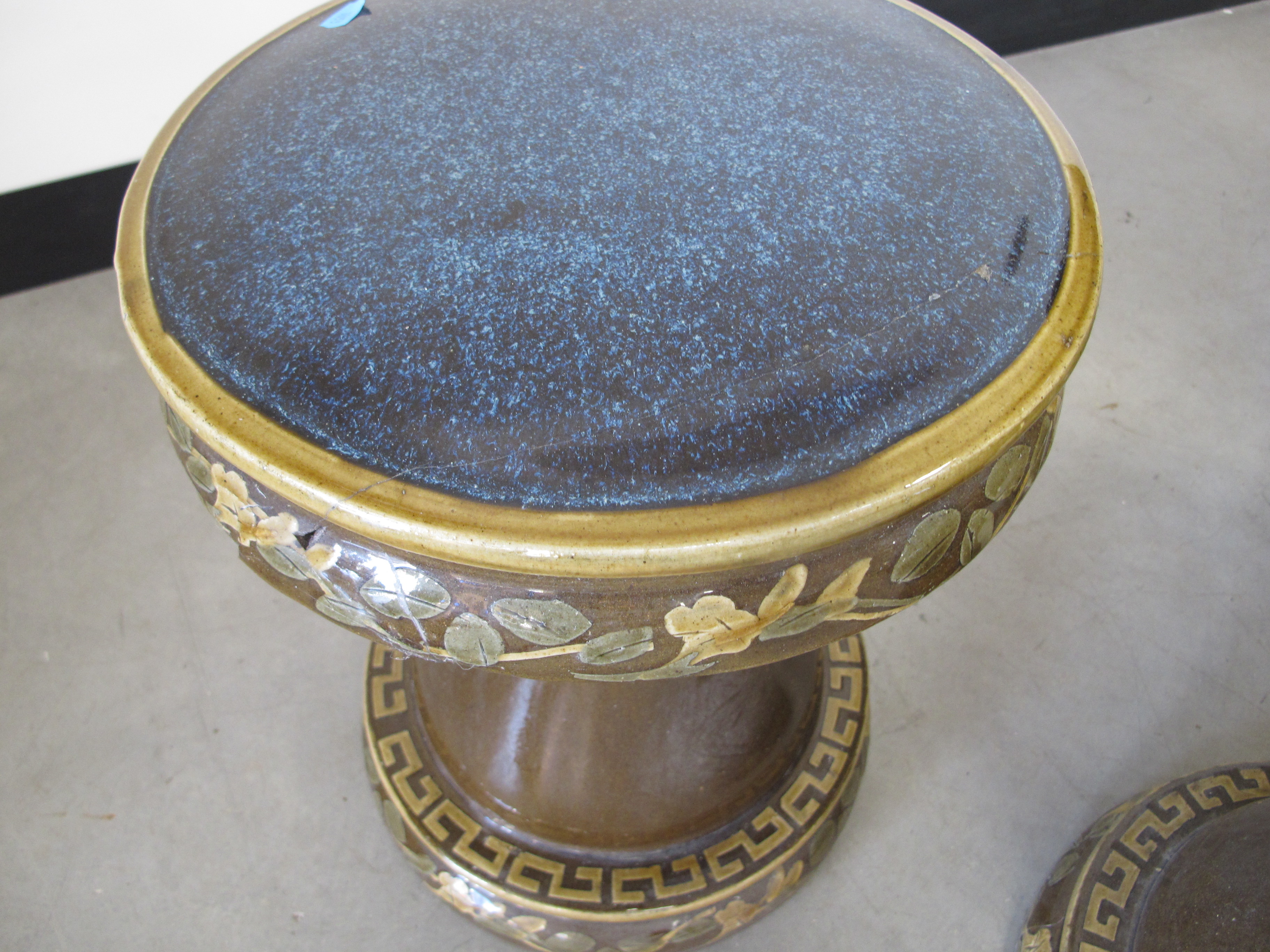 A 20th Century oriental stone ware and celadon polychrome garden set, comprising of circular - Image 5 of 6