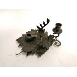 An Indian desk stand and inkwell in the form of a leaf, with profuse foliate decoration, 11cm x