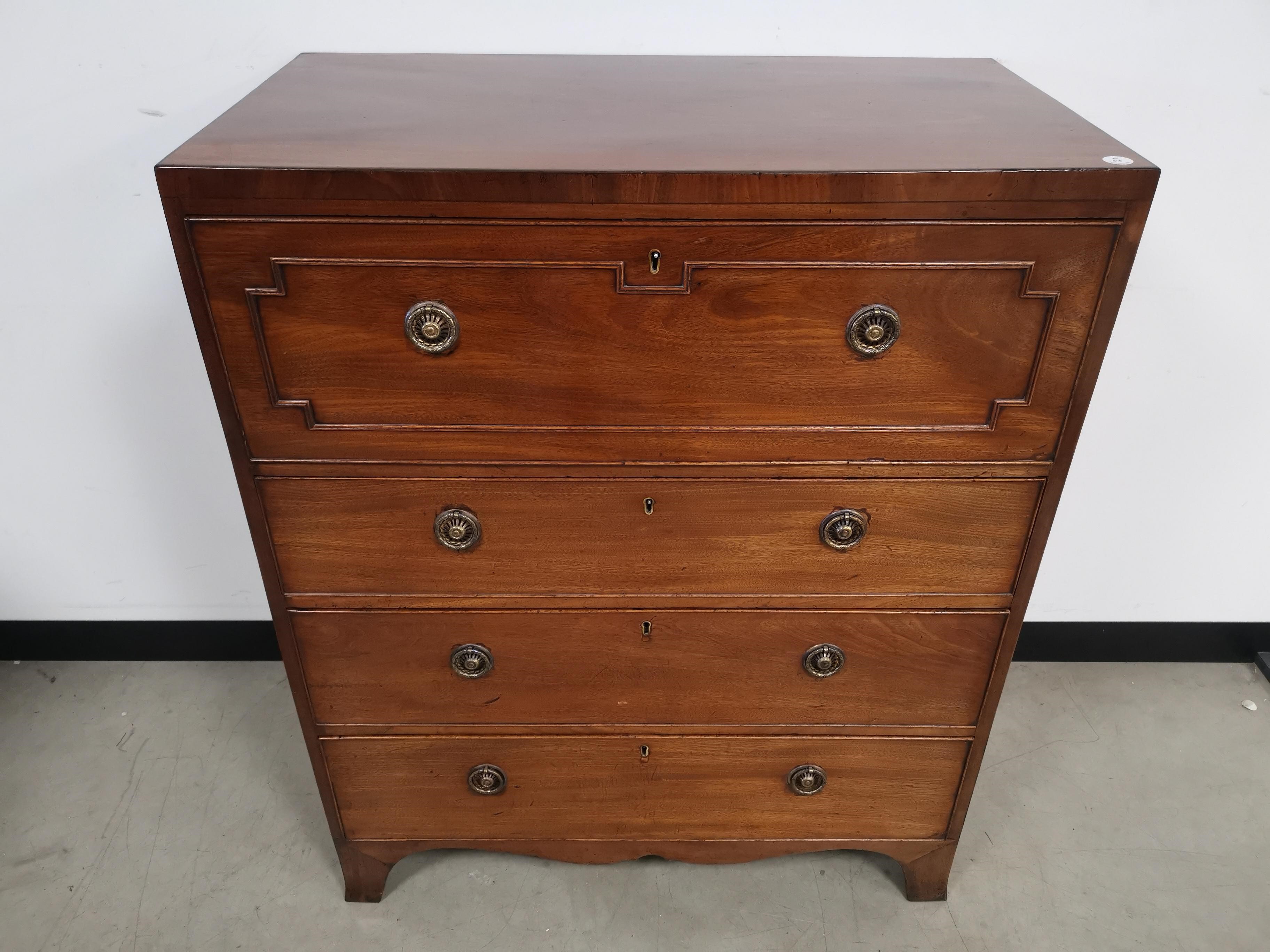 Victorian mahogany secretaire chest of drawers, top secretaire section, three drawers beneath.