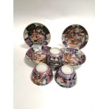 A seven piece group of 18th Century Chinese export ware tea bowls and saucers in the European taste,