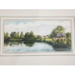 Jonathan Pomroy (20th Century), watercolour, cottage beside the lake. Signed and dated '1997'