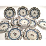 Ten Samson of Paris porcelain plates in the style of Chinese Yongzeng export plates, with polychrome