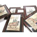 A group of five heraldic themed prints, framed and glazed, internal dimensions 41cm x 28cm, together