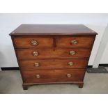 19th Century two over three chest of drawers, two half drawers with three graduated full length