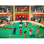 Hector Trotin (1894-1966), oil on board, French Parisian circus scene, signed lower left 'H.