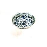 A Chinese bowl with various underglaze blue borders of auspicious flowerheads and foliage, with