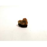 A Chinese study of a mandarin duck, executed in a hardstone, height 4cm
