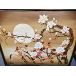A 20th Century large acrylic on canvas of blossoming branches in the moonlight, signed 'Lee',