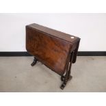 19th Century drop leaf sutherland table, with gate legs, raised on turned supports. 61cm L x 23cm