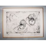 Siobhan Coppinger limited edition print, study of rescue orangutang. Signed, entitled 'Amy',