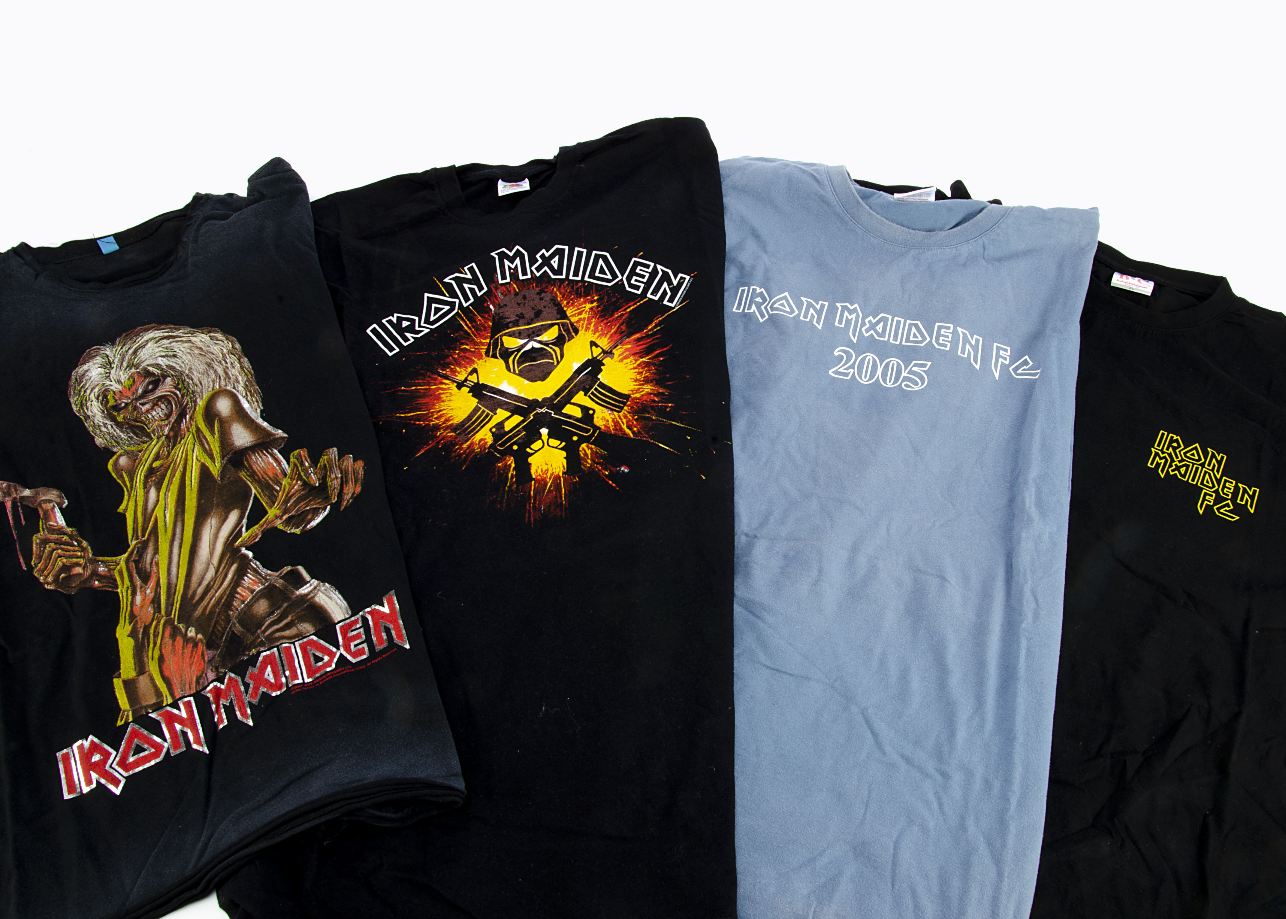 Iron Maiden 'T' Shirts, fourteen Iron Maiden 'T' shirts with a variety of prints on the front with