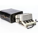 Hohner Accordion, a Hohner Imperial white pearl accordion 12 button with quality case, good