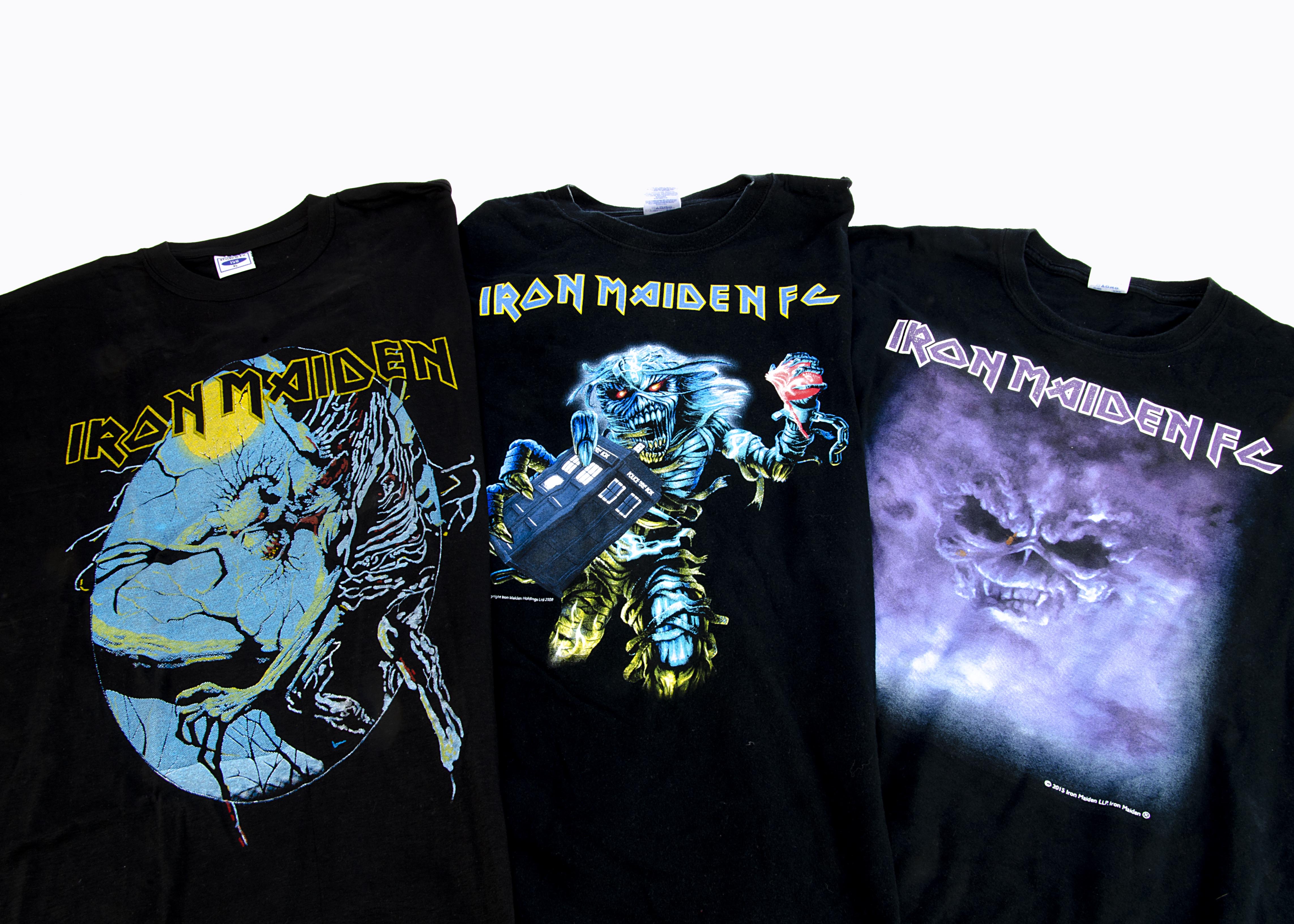 Iron Maiden 'T' Shirts, fourteen Iron Maiden 'T' shirts with a variety of prints on the front with - Image 4 of 4