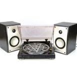 Denon Deck / Mordaunt Short Speakers, a Denon record deck DP- 200USB together with a pair of