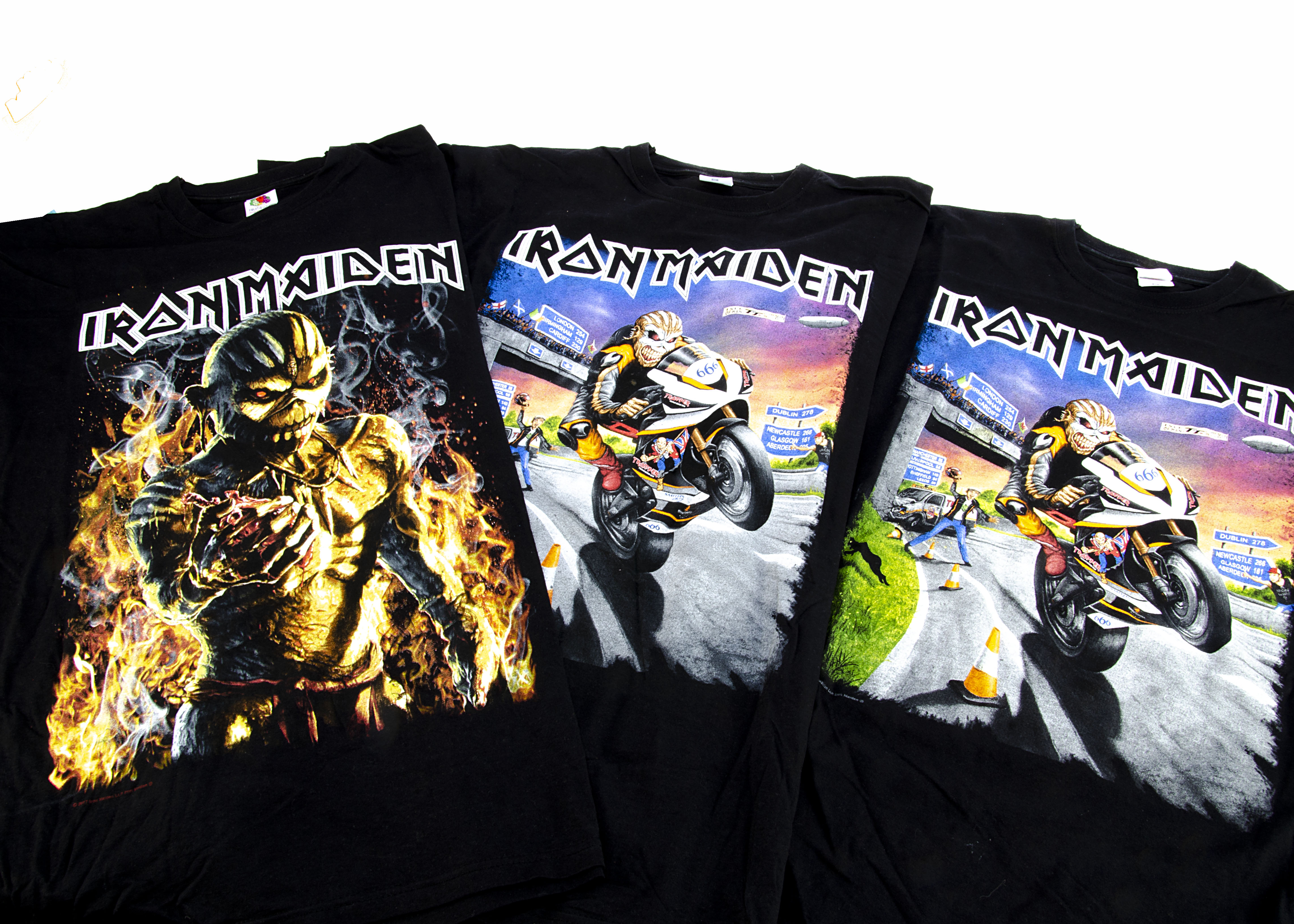 Iron Maiden The Book of Souls 'T' Shirts, eight Book of Souls Tour 'T' shirts, all different and all