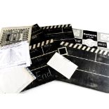 Vintage Film Information Boards, four clapper board style information blackboards (without the