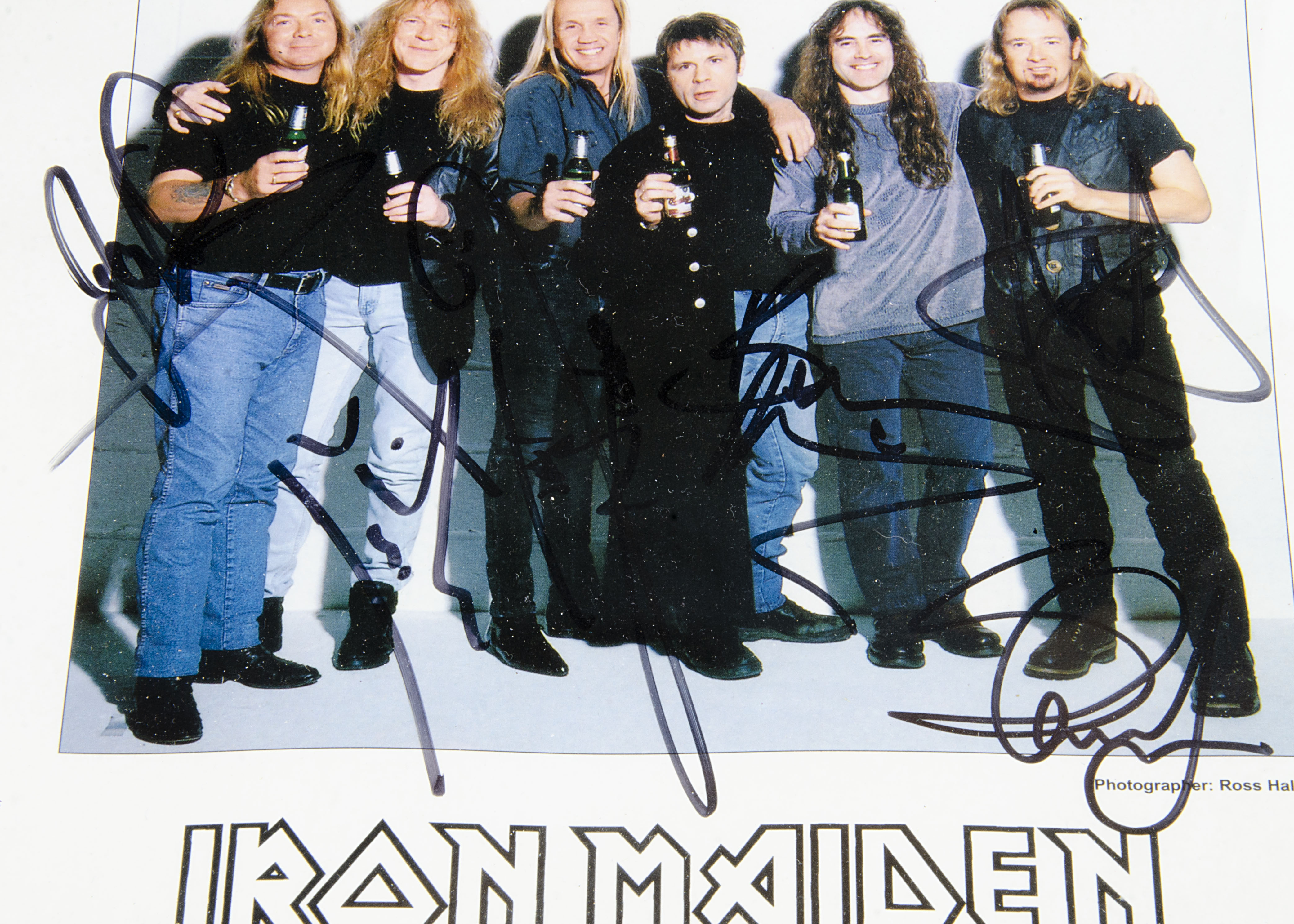 Iron Maiden Signed Photo, Framed and Glazed Ross Halfin photo signed by Dave Murray, Adrian Smith, - Image 2 of 2