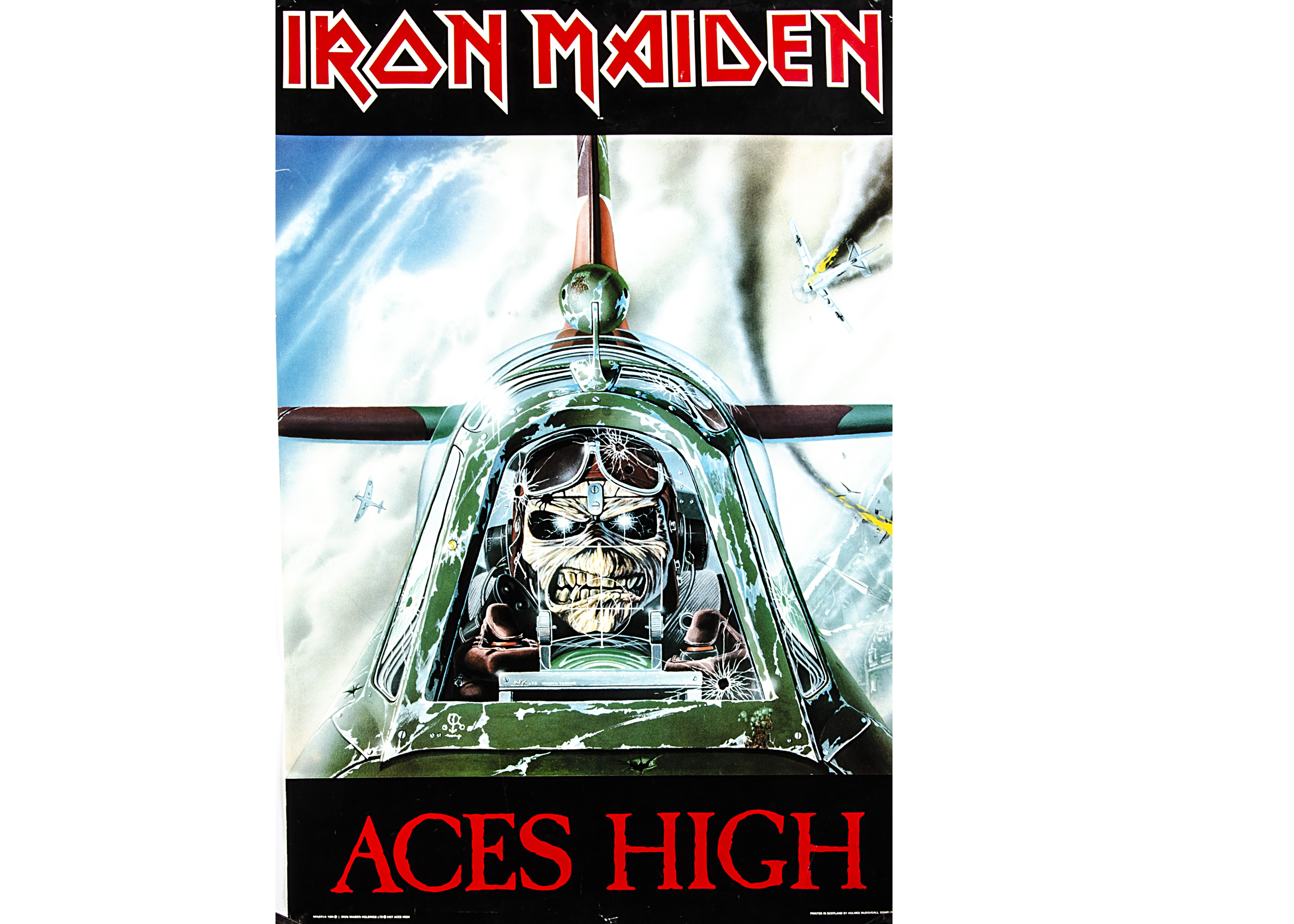 Iron Maiden Aces High Poster, Original Minerva Poster from 1985 - measures 93cm x 63cm - a little