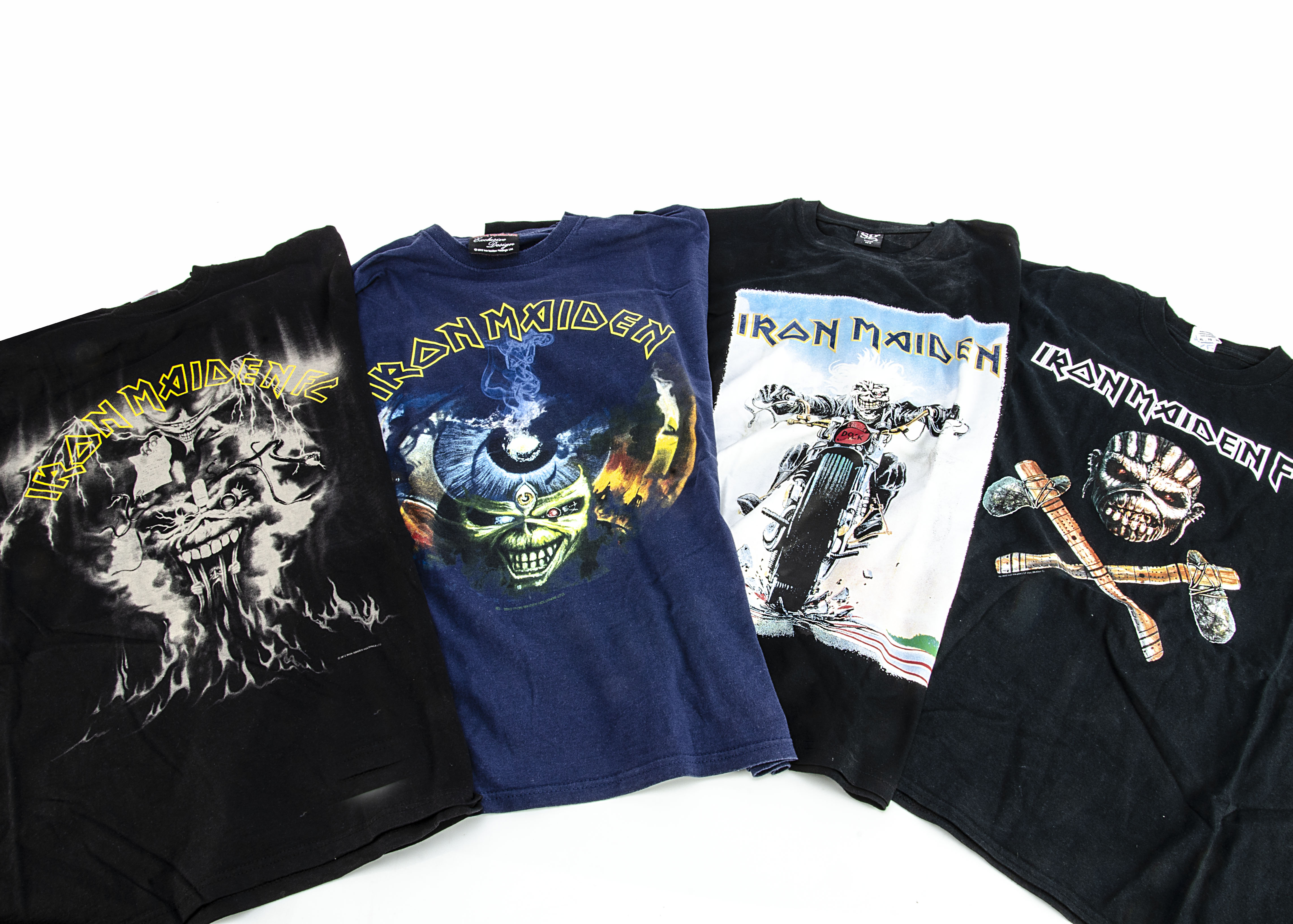 Iron Maiden 'T' Shirts, fourteen Iron Maiden 'T' shirts with a variety of prints on the front with - Image 2 of 4