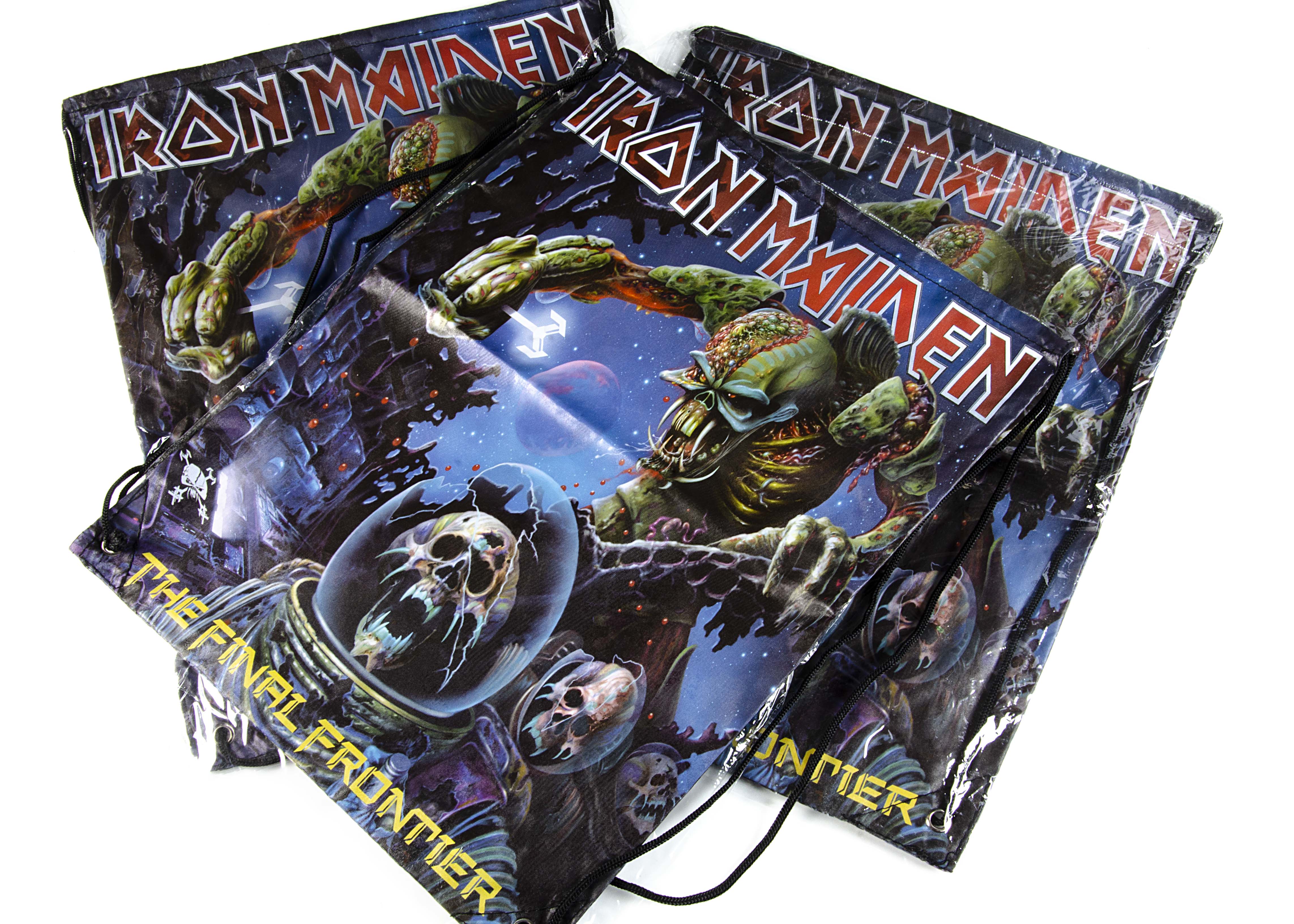 Iron Maiden Fan Club Bags, three Final Frontier Drawstring bags - all in packaging and all appear