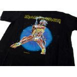 Iron Maiden Somewhere On Tour 'T' Shirt, Somewhere on Tour 86/87 with print sign of 1986, sized XL