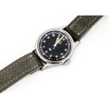 A 1953 Omega Military Royal Air Force (RAF) "Fat Arrow" stainless steel wristwatch, 37mm case,