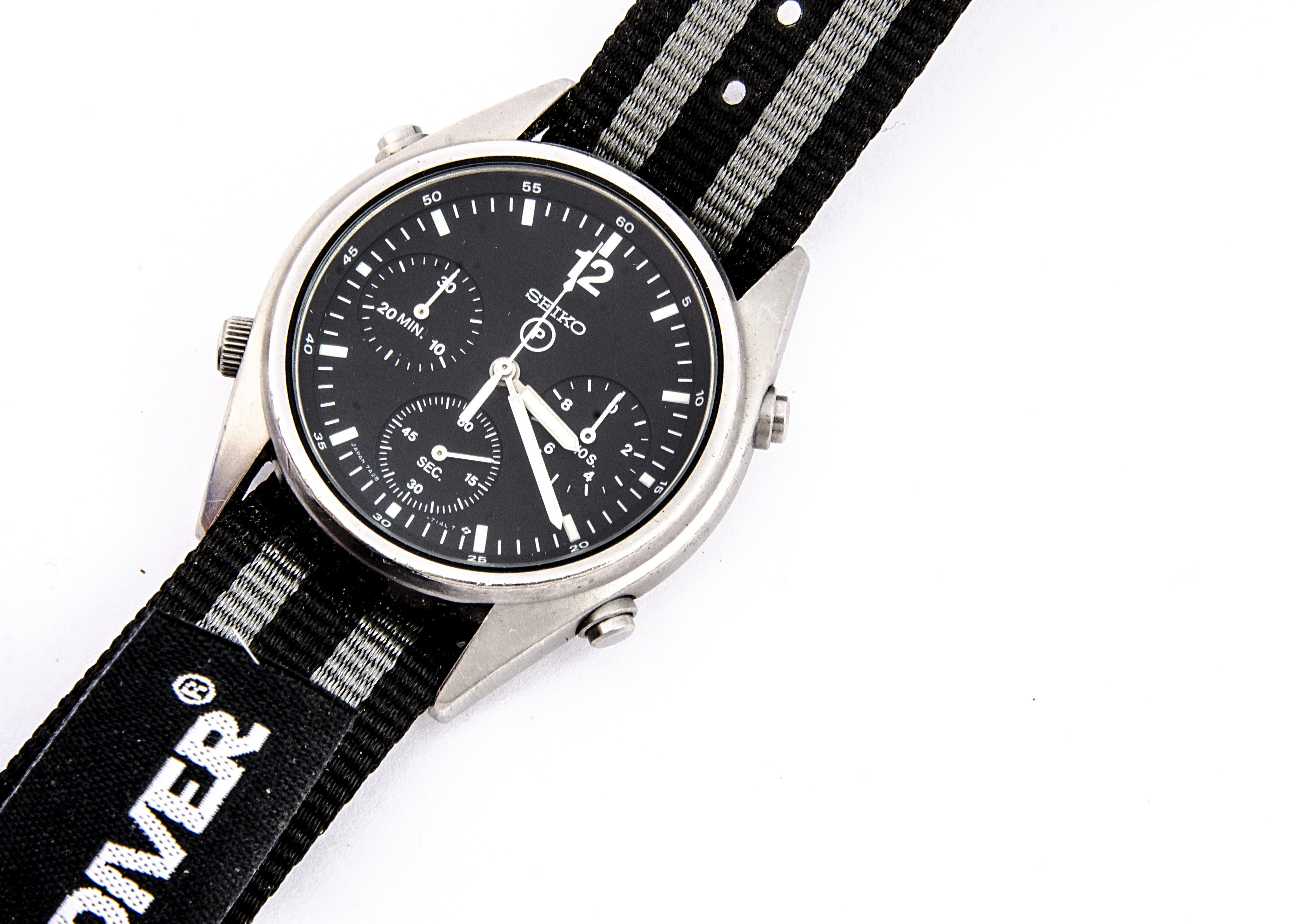 A 1980s Seiko Quartz Military Royal Air Force stainless steel wristwatch, 37mm case, running,