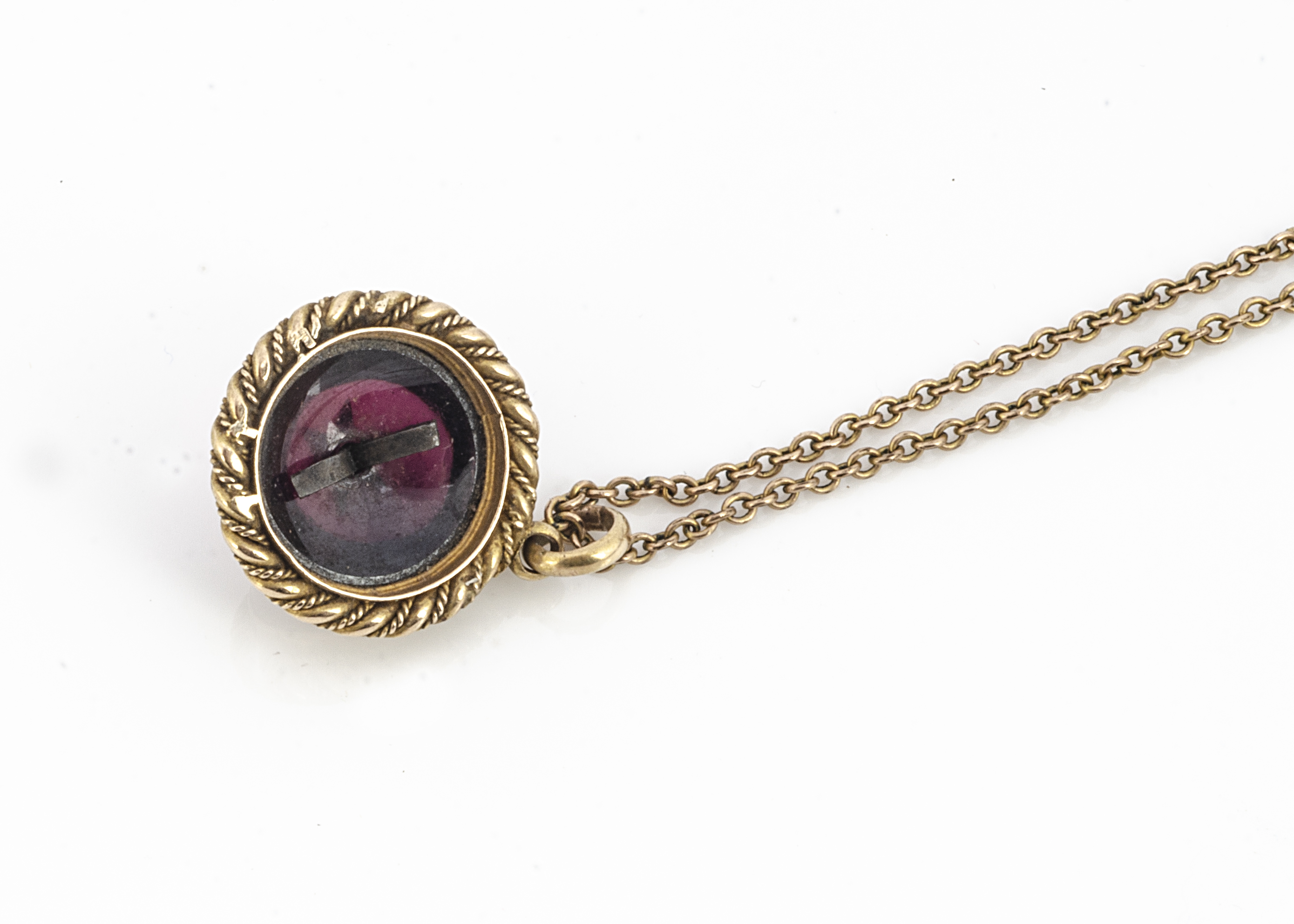 An early 20th Century garnet and diamond drop pendant, the cabochon garnet set with rose cut diamond - Image 2 of 2