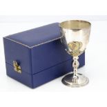A good late 1960s silver goblet from Asprey & Co, in fitted box, London 1969, 9.55 ozt, 15.5cm, good