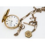 An early 20th Century Waltham gold plated full hunter pocket watch, 55mm, appears to run, with a