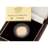 A modern Royal Mint Britannia 1/10 oz Gold Proof £10 coin, dated 1987, in box with certificate, 3.4g