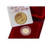 A Royal Mint UK Proof Half Sovereign gold coin, dated 1980, in box with certificate