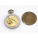 A WWII period Jaeger-LeCoultre Military chromed pocket watch, AF, 51mm with black dial, not