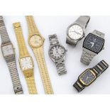 Seven quartz gentlemen's wristwatches, including a Tissot Seastar, two Citizen, a Bulova, a Seiko
