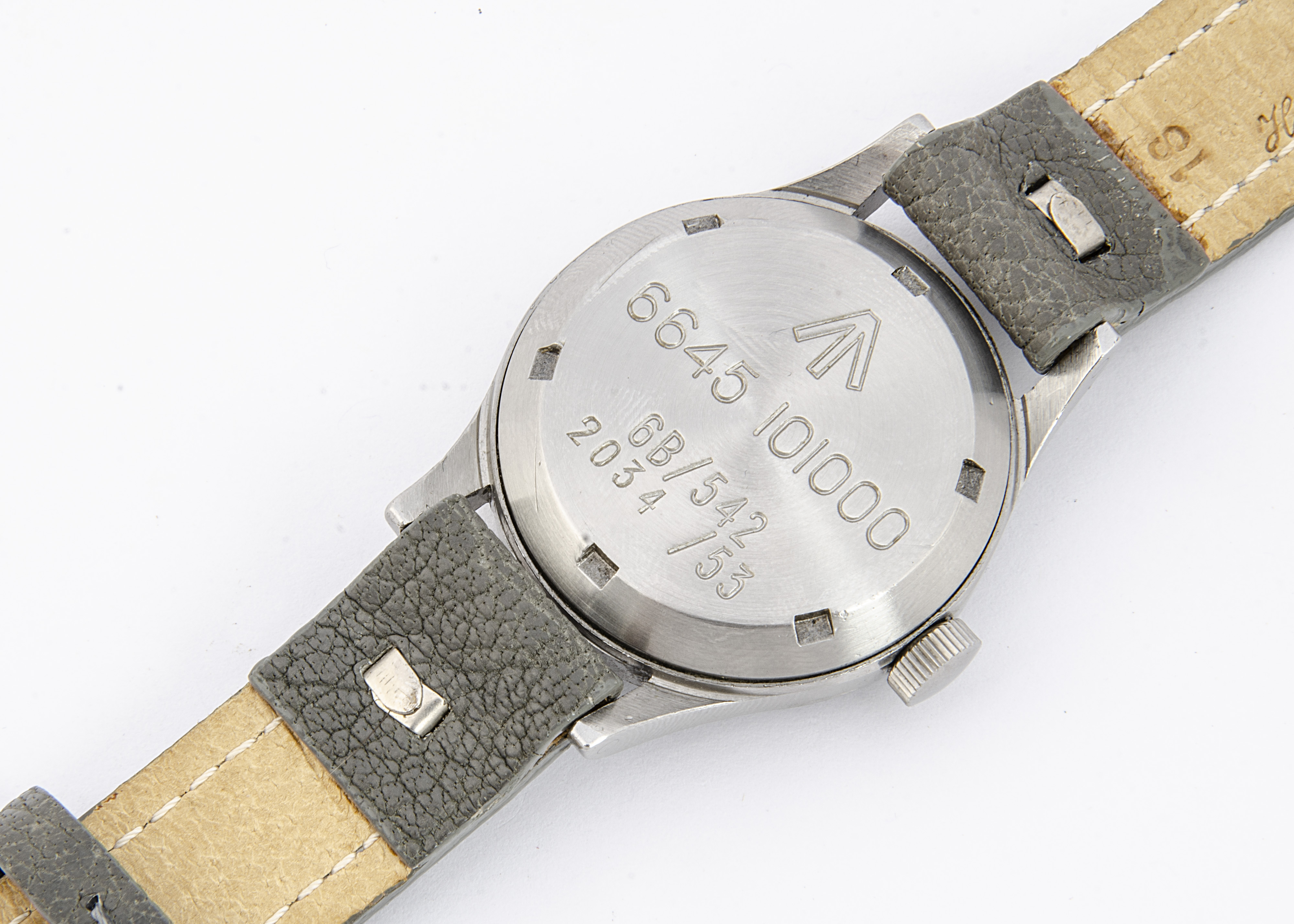 A 1953 Omega Military Royal Air Force (RAF) "Fat Arrow" stainless steel wristwatch, 37mm case, - Image 5 of 5