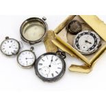 A Victorian silver cased open faced pocket watch, AF, marked HE Peck London, together with a