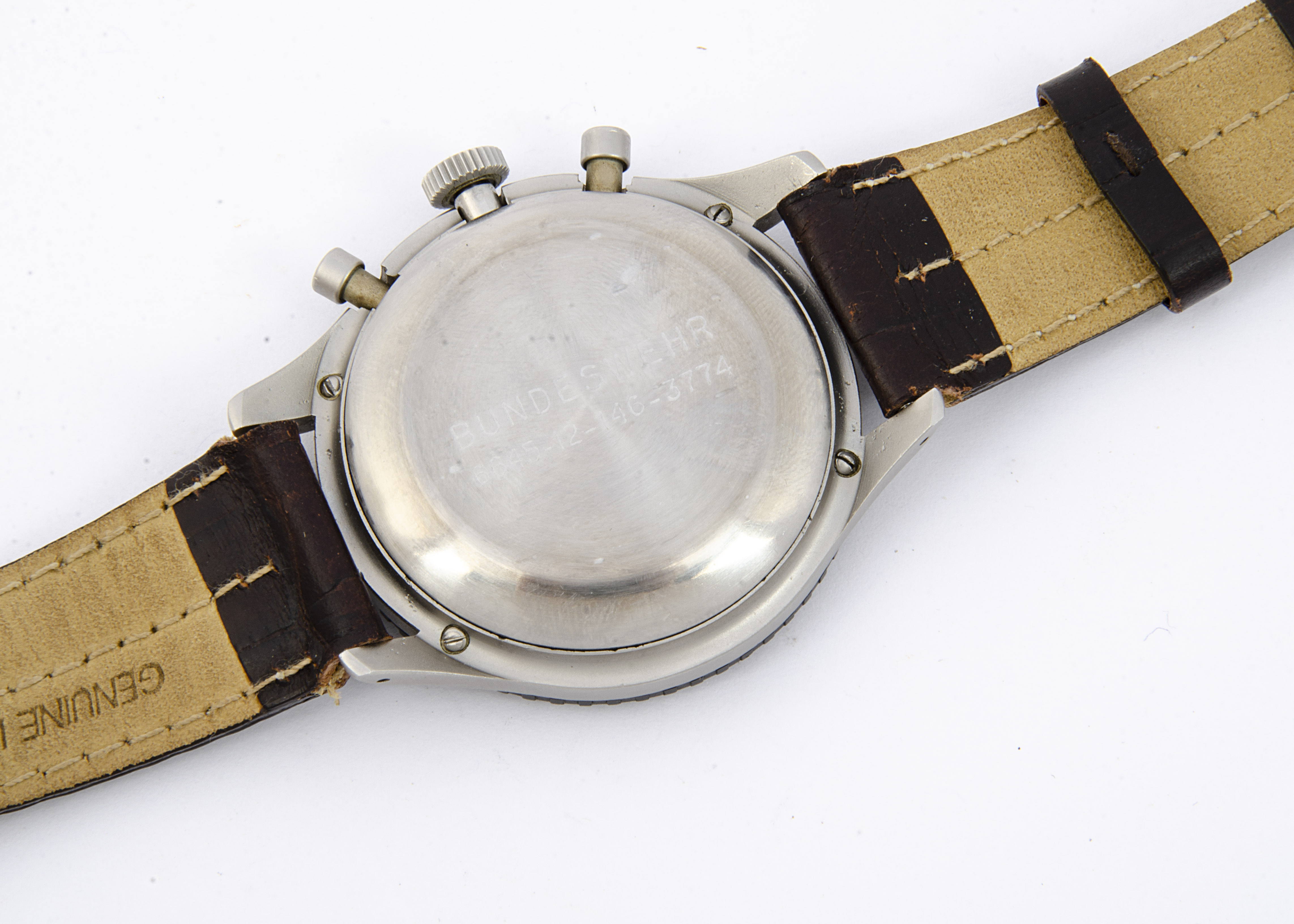 A 1970s Heuer German Military stainless steel wristwatch, 43mm case, running and stopwatch - Image 2 of 4