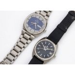 Two Bulova Accutron gentlemen's wristwatches, one stainless steel with damaged strap, the other with