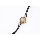 A c1930s Rolex 9ct gold cased lady's wristwatch, 20mm octagonal case, on leather strap with gold