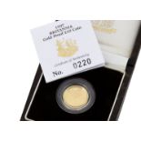 A modern Royal Mint Britannia 1/10 oz Gold Proof £10 coin, dated 1997, in box with certificate, 3.4g