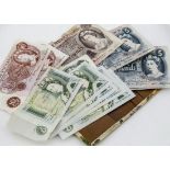 A group of 16 British bank notes, including three Fforde £5, a Page £5, a Hollom £10, poor