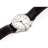 A late 1940s or early 1950s Lemania RN / FAA single button chronograph stainless steel wristwatch,