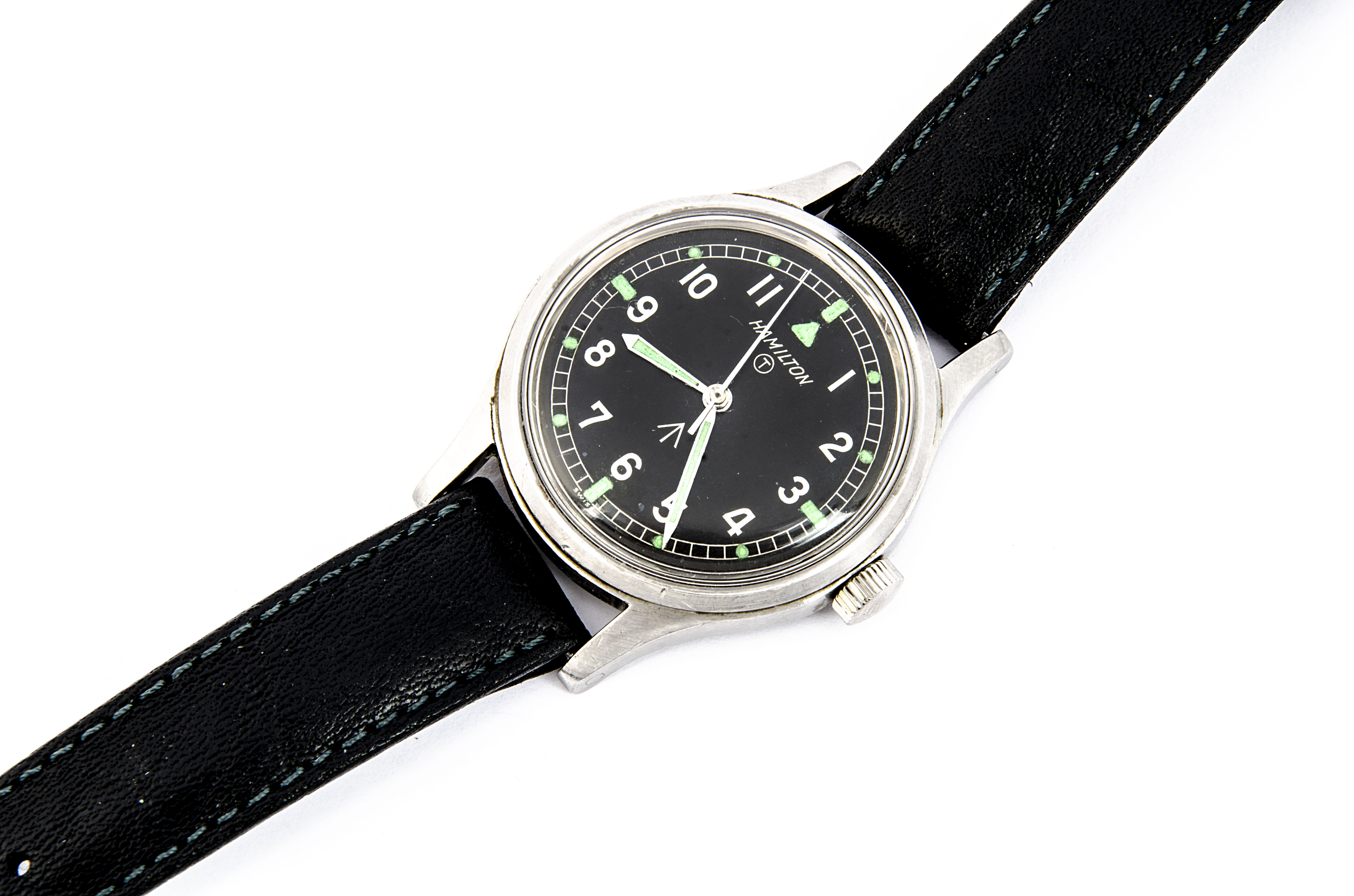 A c1970s Hamilton Military Royal Air Force stainless steel wristwatch, 36mm case, running, black