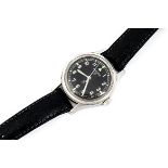 A c1970s Hamilton Military Royal Air Force stainless steel wristwatch, 36mm case, running, black