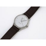 A c1970s Longines Jamboree stainless steel gentleman's wristwatch, 34mm, white dial, manual wind,