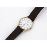 A c1980s Longines quartz gilt gentleman's evening dress watch, 31mm, white dial 150 670, stainless